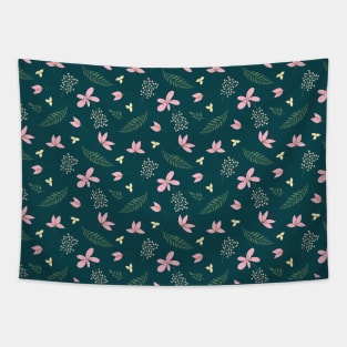 leaves, twigs and pink flowers Tapestry