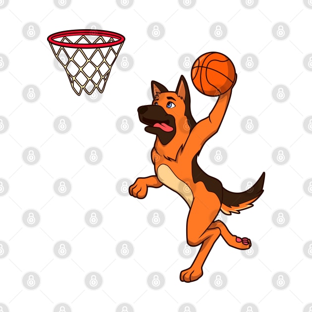 Cartoon shepherd dog playing basketball by Modern Medieval Design