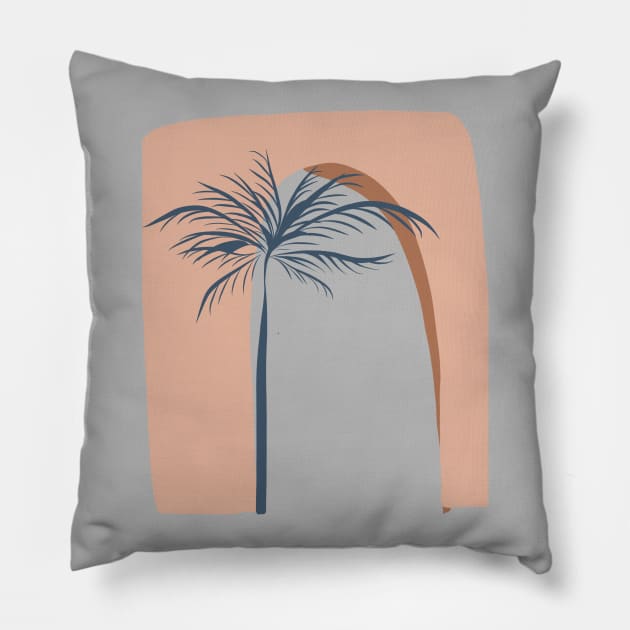 Oriental Arch and Palm Tree earthy minimalist natural art abstract Pillow by From Mars