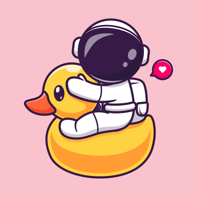 Cute Astronaut Riding Duck Balloon Cartoon by Catalyst Labs