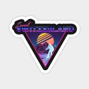 Retro Vaporwave Ski Mountain | Zermatt Switzerland | Shirts, Stickers, and More! Magnet