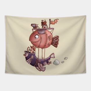 Pirate Steampunk Hot-Air balloon Tapestry