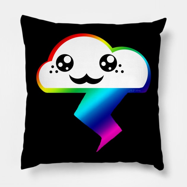 Happy Rainbow Cloud Pillow by Not Meow Designs 