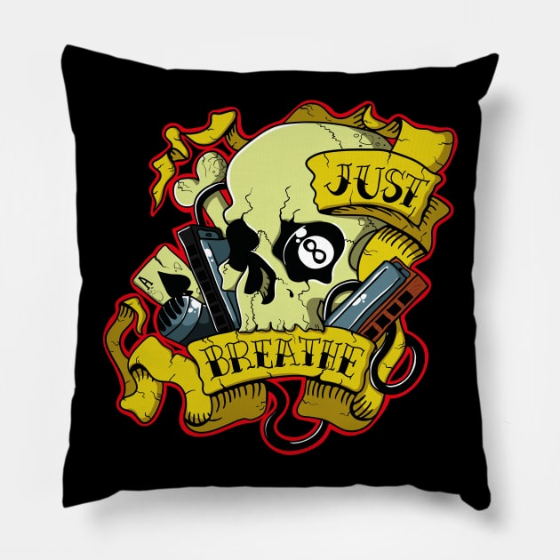 Just Breath Skull Pillow by insiar86