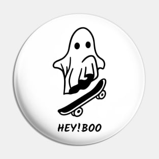 White & Black Minimalist Cute Ghost Halloween T-Shirt Pin