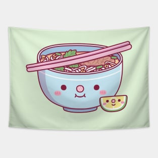 Cute Pho Rice Noodle And Lime Doodle Tapestry