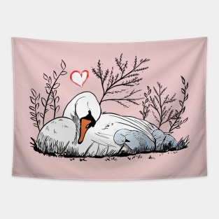 Happy Mother’s Day Swan Tapestry