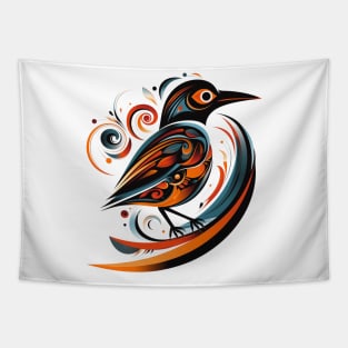 Mesmerizing Orange and Blue Bird Tapestry