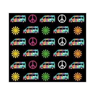 Groovy 70s Hippie Bus Pattern T-Shirt