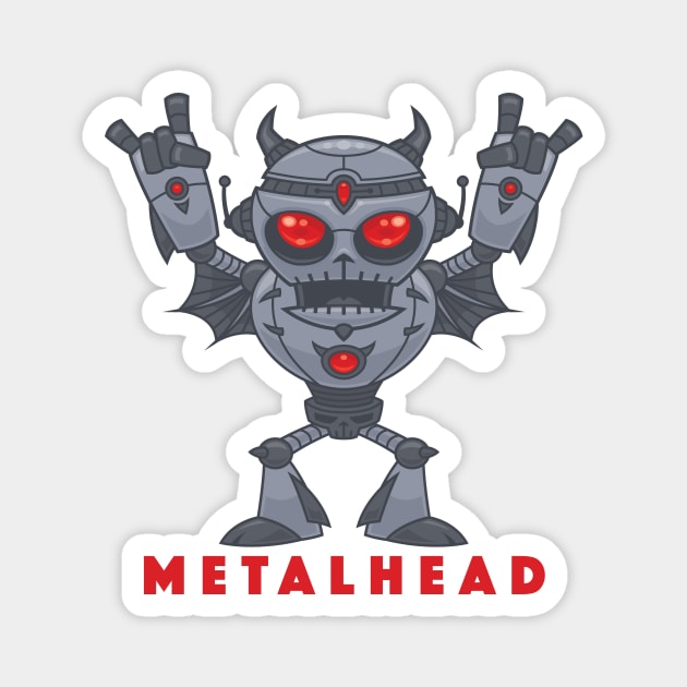 Metalhead - Heavy Metal Robot Devil - With Text Magnet by fizzgig