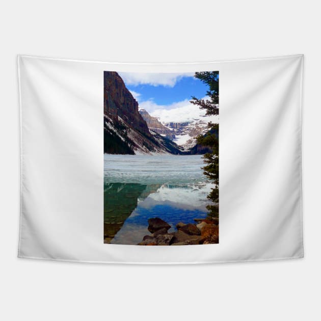 Lake Louise Victoria Glacier Alberta Canada Tapestry by AndyEvansPhotos