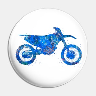 Motocross watercolor blue art Pin