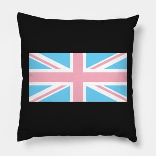 TRANSGENDER UK FLAG (UNION JACK) - PALE BLUE, WHITE AND PINK TRANSGENDER FLAG Pillow