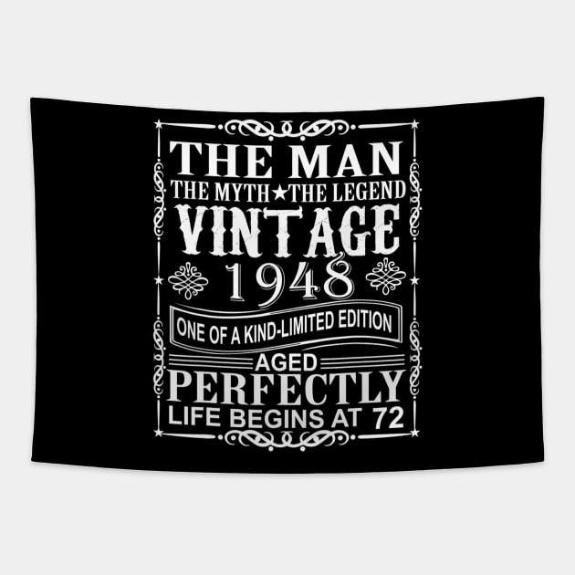 72nd Birthday Gifts Man Myth Legend Vintage 1948 Tapestry by cedricchungerxc