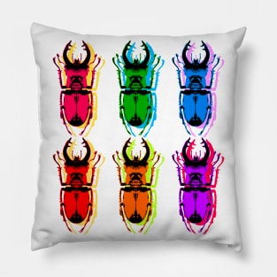 stag beetle colorful popart Pillow