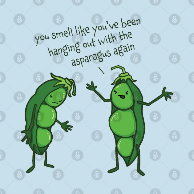 Funny Asparagus Pee Pea Pod Cartoon by Huhnerdieb Apparel