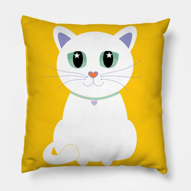 Only One White Kitty Pillow by JeanGregoryEvans1