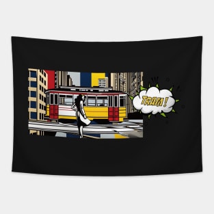 The Art of Trams - American Pop Art Style #001 - Mugs For Transit Lovers Tapestry