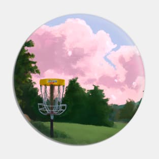 Disc Golf Against Pink Clouds Pin