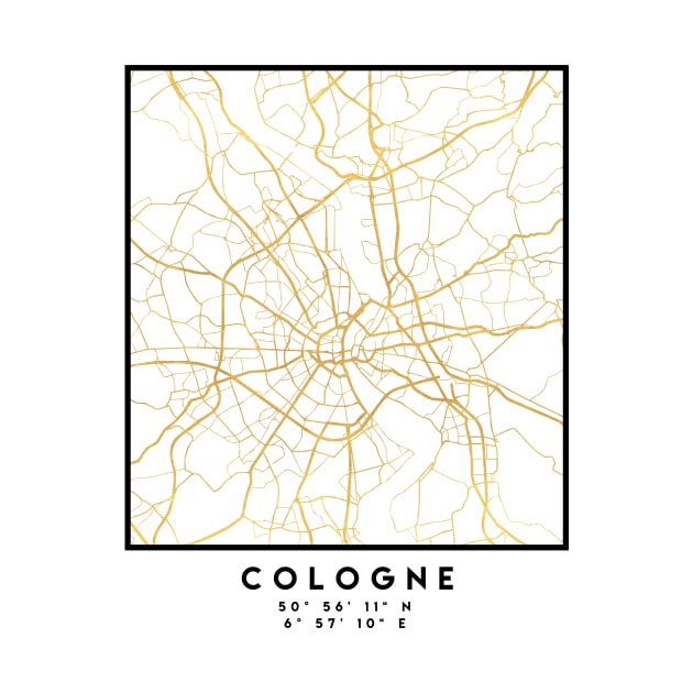 COLOGNE GERMANY CITY STREET MAP ART by deificusArt