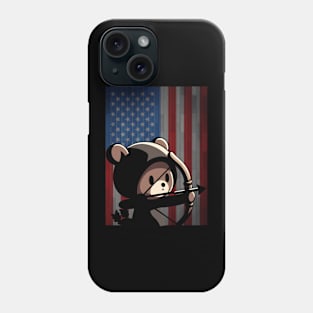 Cute Bear USA Flag Archery Phone Case