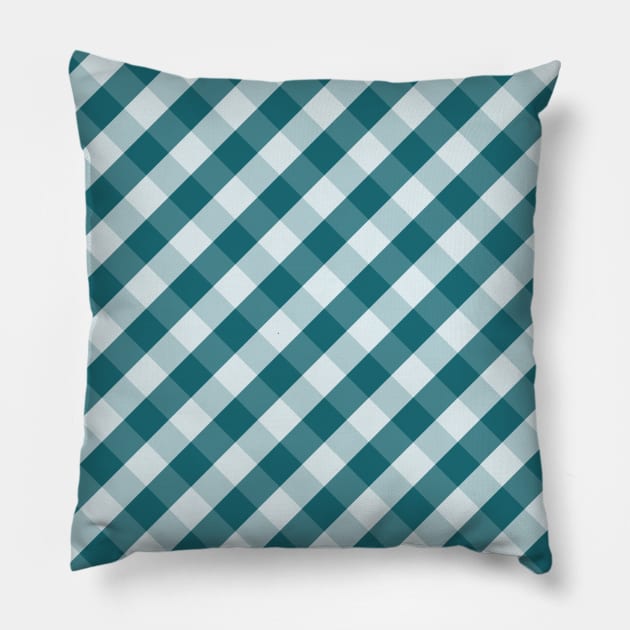 Dark Teal and White Check Gingham Plaid Pillow by squeakyricardo