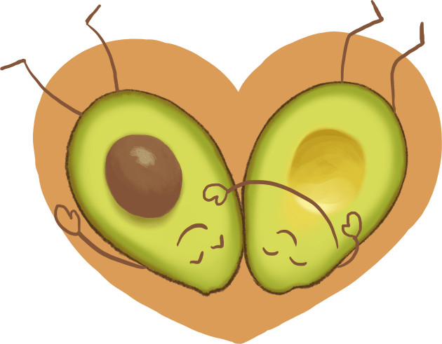 Cozy cuddling avocados Kids T-Shirt by quenguyen