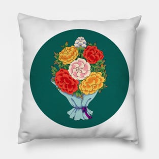 Minhwa: Peony Bouquet E Type (Korean traditional/folk art) Pillow