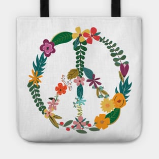 Floral Peace Sign Tote