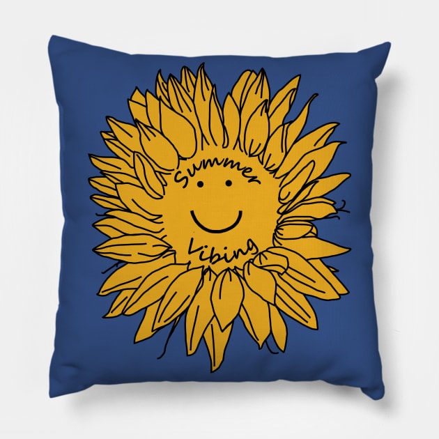 Summer Vibing Yellow Sunflower Pillow by ellenhenryart