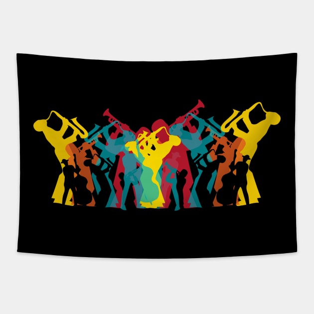 Colorful Jazz Trio Pattern Tapestry by jazzworldquest