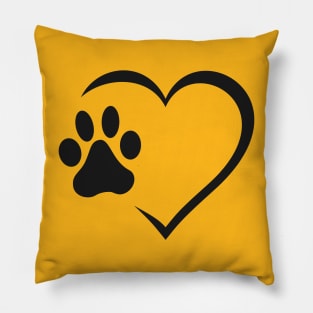 Heart with paw print Pillow