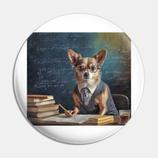Chihuahua Dog Teacher Professor School Pin
