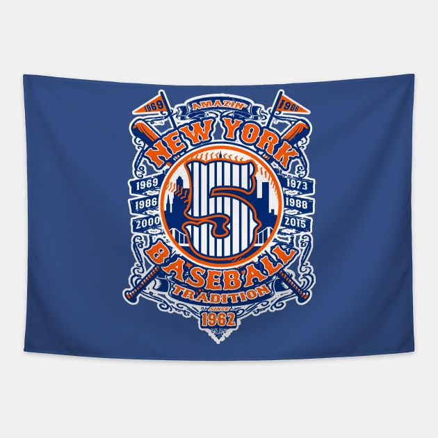 New York Mets David Wright #5 Tapestry by ATOMIC PASSION