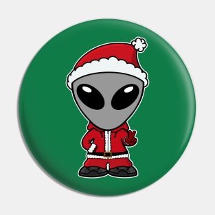 Santa Gray Space Alien Pin