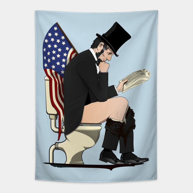 Abraham Lincoln on the Toilet Tapestry by InTheWashroom