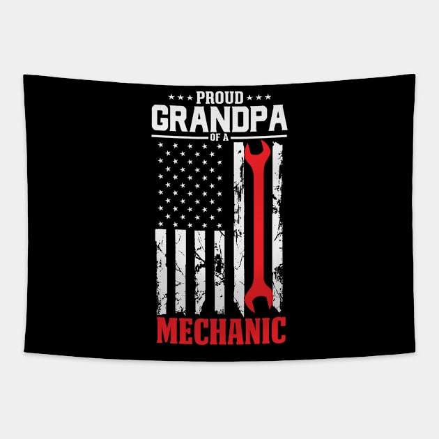 Proud Mechanic Grandpa Dad Gift - Mechanic Gift Design for Men Tapestry by Apparel-Kingdom