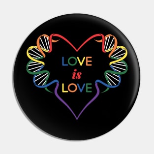 LGBT Love Is Love DNA Heart Pin