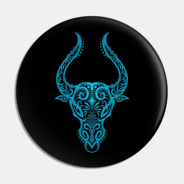 Blue Taurus Zodiac Sign Pin by jeffbartels