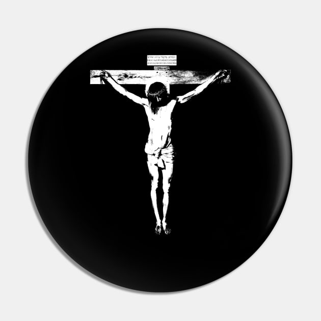 Black and white crucifix Pin by Brasilia Catholic