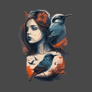 Girl and birds T-Shirt