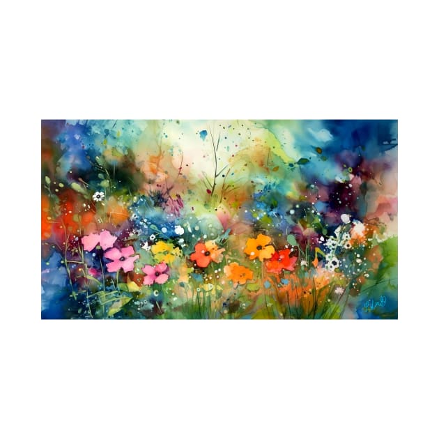 Watercolor Floral bloom Garden by redwitchart