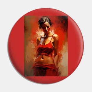 Red Woman Painting Pin