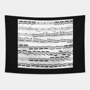 music notes - sheet music black on white Tapestry