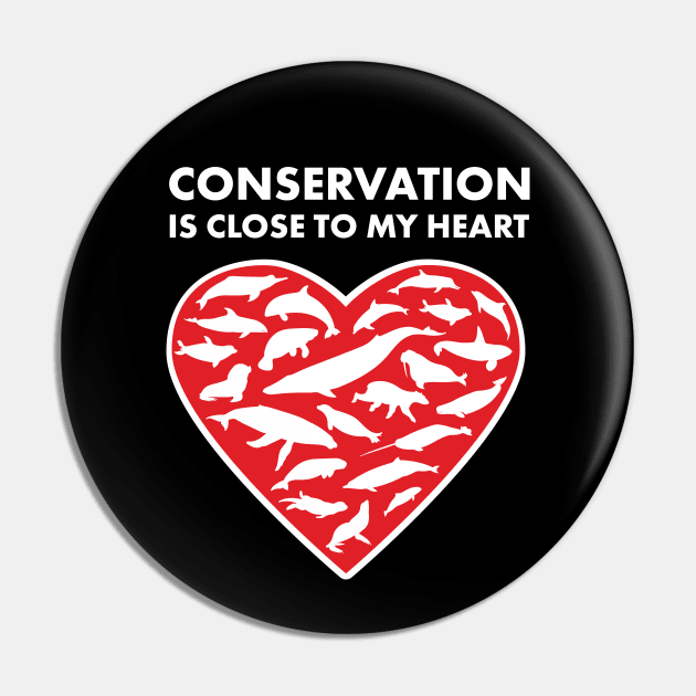 Marine Mammals Conservation Heart Pin by Peppermint Narwhal