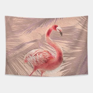 Peach + Pink Tropical Flamingo Tapestry