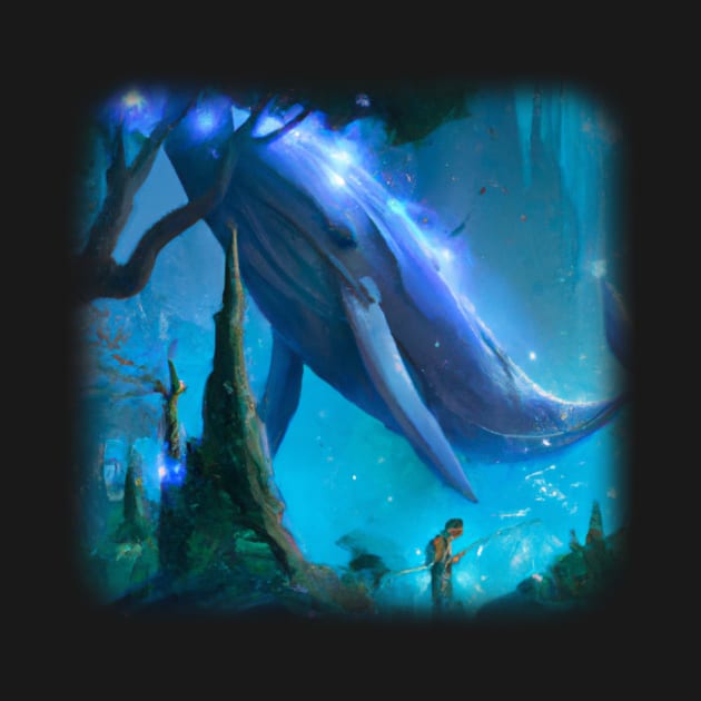 Flying whale in magical forest by Perryfranken