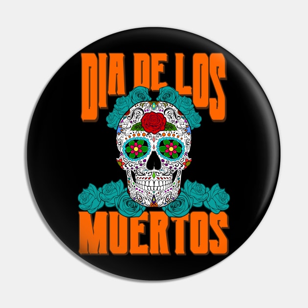 Dios De Los Muertos Day of the Dead Calavera Sugar Skull Pin by RongWay