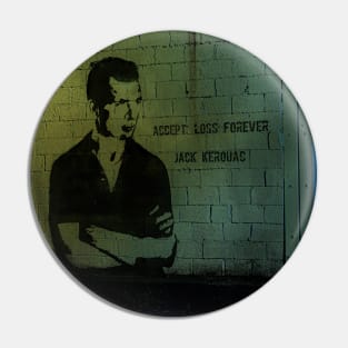 Jack Kerouac Portrait And Quote Graffiti On The Wall Pin