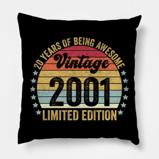 20th Birthday, 20 Year Old Gifts Vintage 2001 Limited Edition Pillow